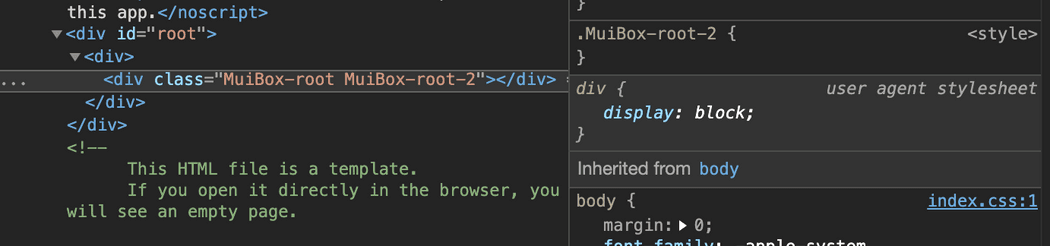 material UI box inspect material UI box inspect